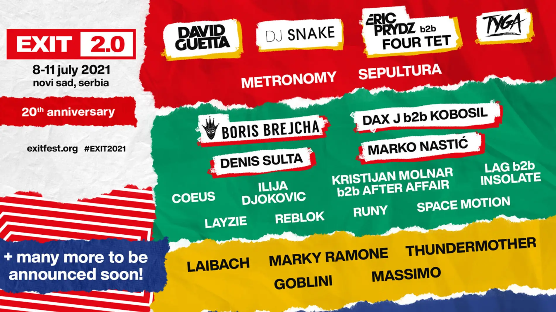 Cartel de Exit Festival para 2021 Cartel de Exit Festival para 2021
