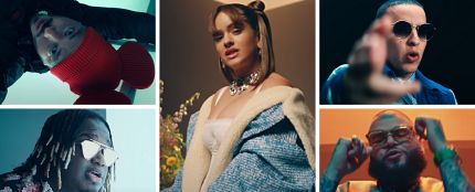 Rosalía, Daddy Yankee, J Balvin, Farruko y Sech en el vídeo de 'Relación Remix'